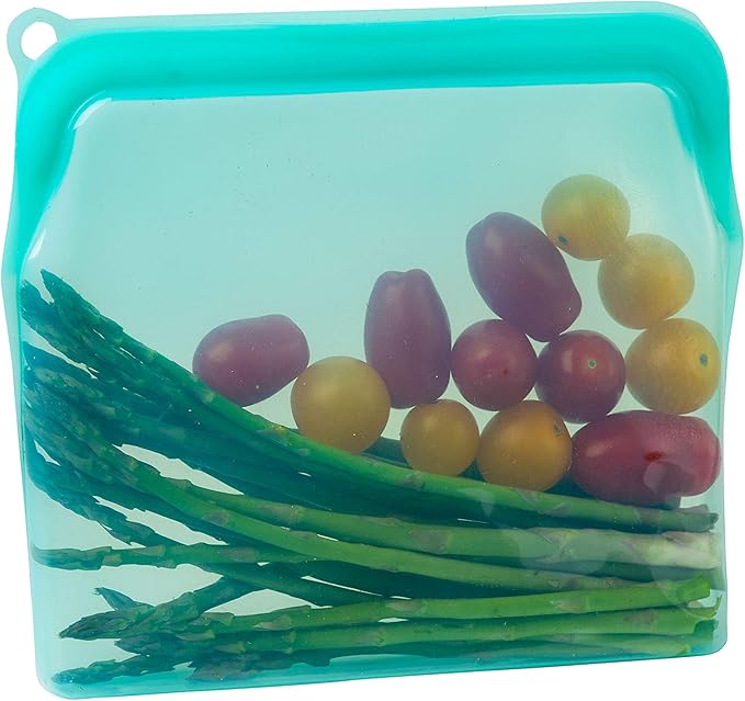 Two-30 oz 100% Silicone Bags Reusable Storage - Freezer Bags - Eco-friendly, Food-Grade, Leak-Proof Zipper Bags - 2 Pack Reusable Silicone Bags For Food Storage (4 Cups/ 30 oz.)
