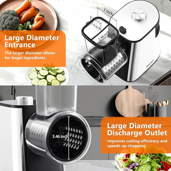 Electric Cheese Grater Upgraded, Salad Maker Machine with 5 Different Shapes of Blades.400W Cheese Shredder,Electric Slicer,Electric Salad Machine for Cheeses, Fruits, Vegetables