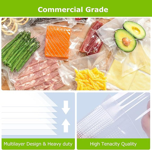 Bonsenkitchen Vacuum Sealer Bags Rolls, 8 in x 50 ft Rolls 2 pack Durable Food Sealer Bags, Commercial Grade, Heavy Duty, BPA Free, Seal a Meal, Great for Food Storage & Sous Vide Cooking, VB23
