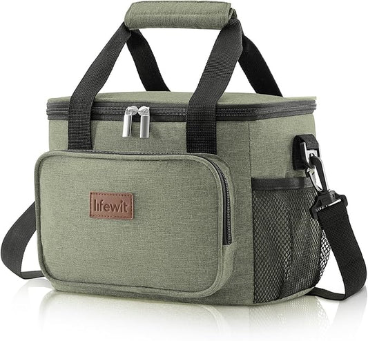 Lifewit Large Lunch Bag Insulated Lunch Box Soft Cooler Cooling Tote for Adult Men Women, Dark Green 12-Can (9L)