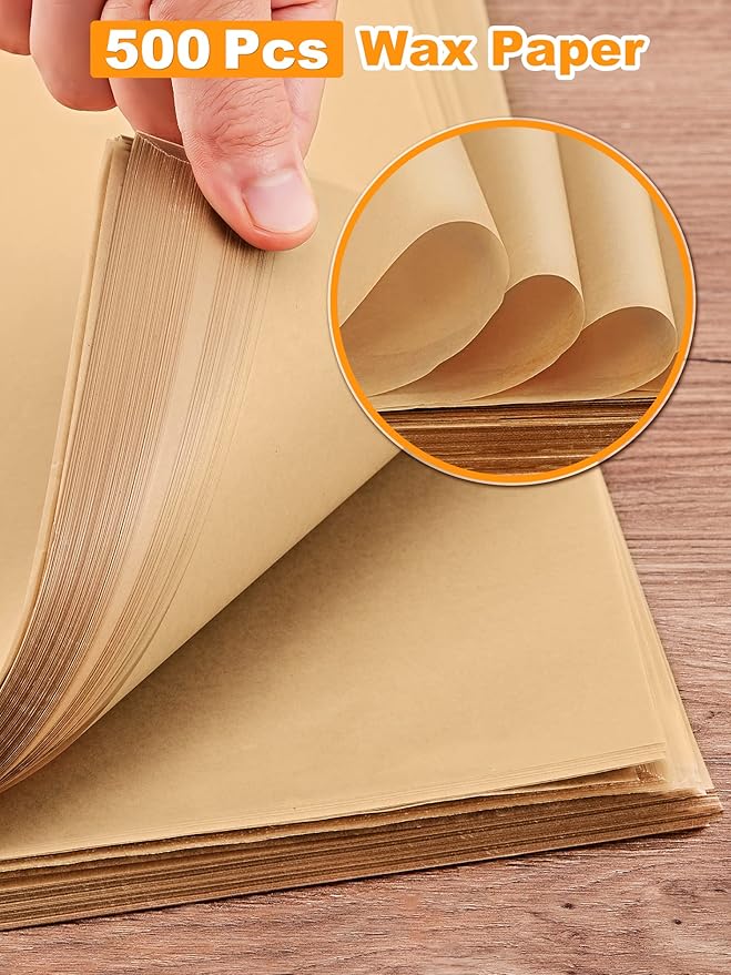 SMARTAKE 12 x 12 Inches Wax Paper for Food, 500 Pcs Non-Stick Hamburger Patty Paper, Square Sandwich Separators Wrapping Paper, for Lunch, Restaurants, Barbecues, Picnics, Parties, Unbleached
