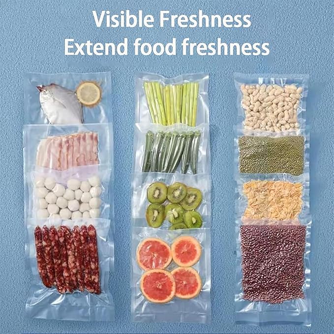 Vacuum Sealer Bags, 2 Rolls 8"X16' and 2 Rolls 11"X16' Airtight Food Storage Bag, Sous Vide Roll with Bags Cutter for Vacum Sealing Machine, Microwave Freezer Safe, BPA Free (Transparent)