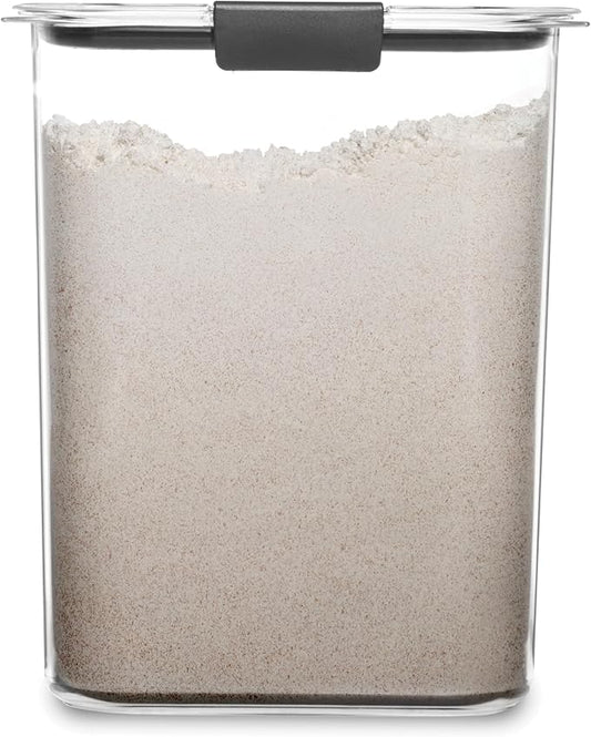 Rubbermaid Brilliance 16-Cup Airtight Food Storage Container with Lid Clear/Grey - optimal for pantry organization flour sugar and food storage
