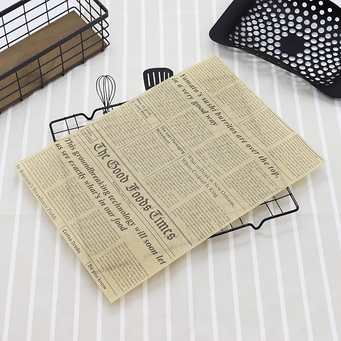 Grease Proof Liners 13.8" x 9.8" Deli Wrap 200 Pack. Best Kraft Food Wrapping Paper Sheets for Picnic, Festival, Fair or BBQ. Perfect Liner for Tray, Basket or Boat (Kraft Newsprint)