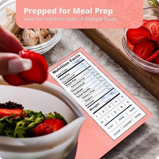 Nutrition Scale by Greater Goods with Food Grade Glass, Perfect for Calorie Counting, Meal Prep, and Weight Loss (Coral Pink)