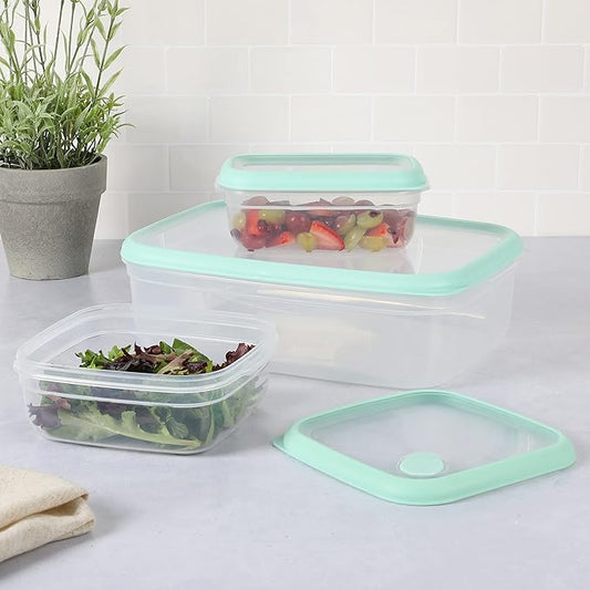 Martha Stewart Denslow 6 Piece 126 oz, 33.3 oz, 16.7 oz Square and Rectangular Food Container Set w/Martha Blue Lid