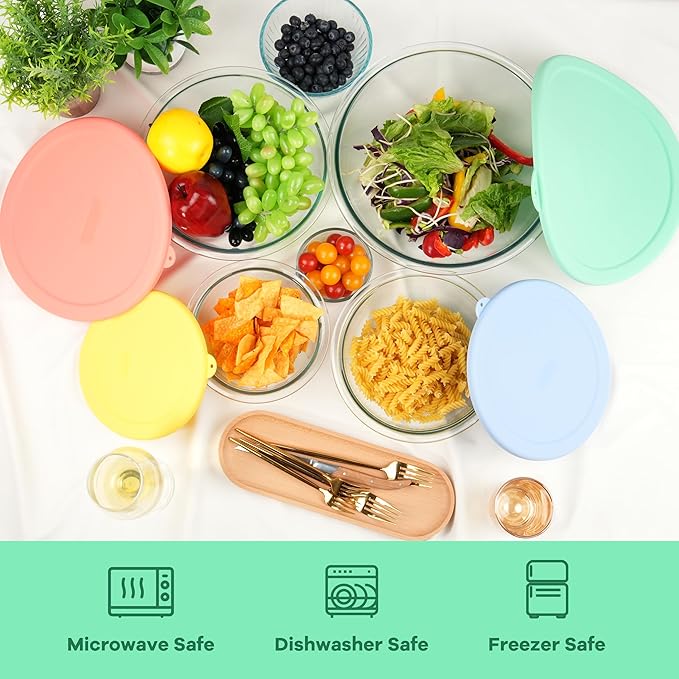 1 Pack Silicone Lids Only Fit for Pyrex 326-4 Quart Smart Essentials Rimmed Glass Mixing Bowls, Dishwasher and Microwave Safe (Lids Only)