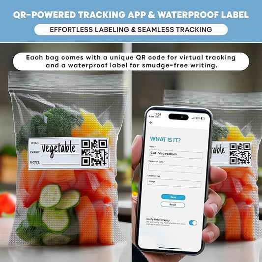 Vacuum Sealer Bags for Food Storage - Pack of 150 Smart QR Code Vacuum-Bags- 8" x 12", BPA-Free, 3.5-Mil Thick Vacuum-Storage Bags for Food Prep, Freezer Storage & Sous Vide Bag, Food-Storage Bag