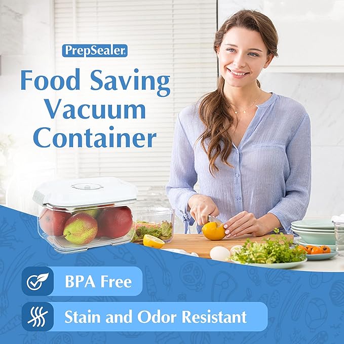 Food Saving Airtight BPA-free Tritan Vacuum Container (2L Rectangle + Pump + Tray) - Marinating, Fruit Keeper