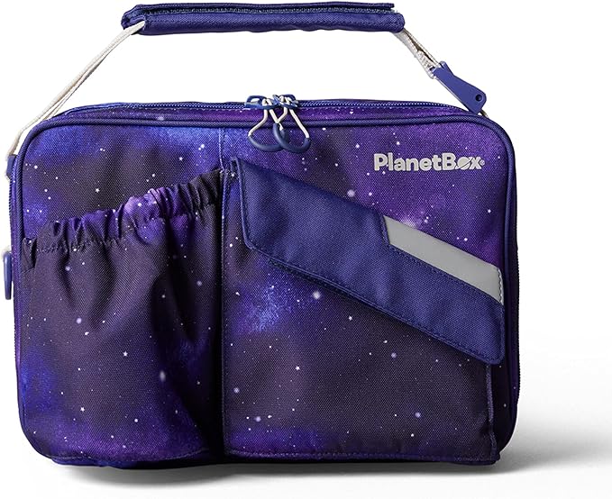 PlanetBox Insulated Lunch Bag Easy to clean and Durable Carry Bag with Pockets for Snacks and Drinks, and adjustable straps Stardust