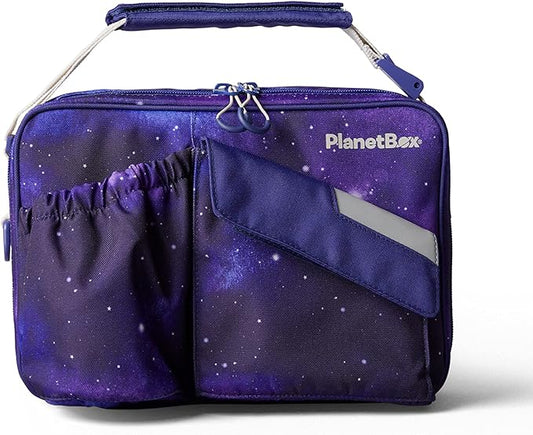 PlanetBox Insulated Lunch Bag Easy to clean and Durable Carry Bag with Pockets for Snacks and Drinks, and adjustable straps Stardust