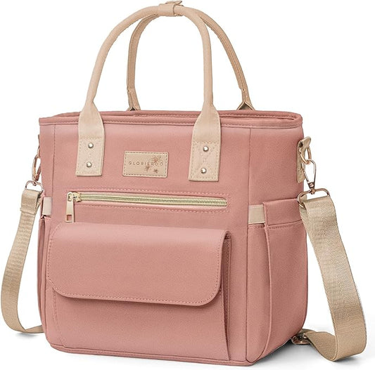 Deluxe Large Insulated Lunch Bag Box Women - Leakproof Waterproof Cooler with Multi Pockets Removable Strap for Work Picnic - Teacher Mothers Day Christmas Birthday Gifts