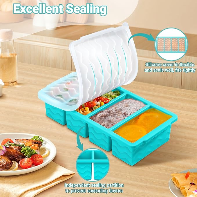 Silicone Freezer Tray for Soup with Lid – 1-Cup Soup Container Style Ice Cube Trays for Freezer, Meal Prep & Food Storage, Freeze 250mL/125mL Portions – 2 Pack