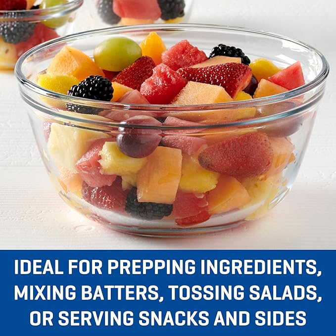 Anchor Hocking 4 Piece Glass Mixing Bowls Set – Durable, Microwave, Oven, and Dishwasher Safe – Perfect for Prep, Mixing, Serving, and Storage – Made in USA