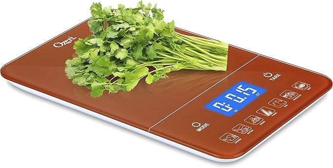 Ozeri Touch III Digital Kitchen Scale with Calorie Counter, 22 lbs (10 kg), Burnt Ochre