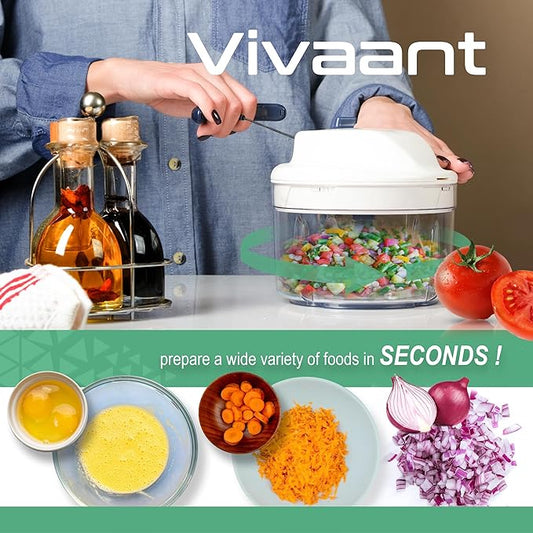Manual Food Processor - 5 Cup (1.2L) Capacity Hand Pull String Garlic Chopper, Manual Food Chopper with Pull Functionality, Pull Chopper and Vegetable Cutter for Effortless Cooking