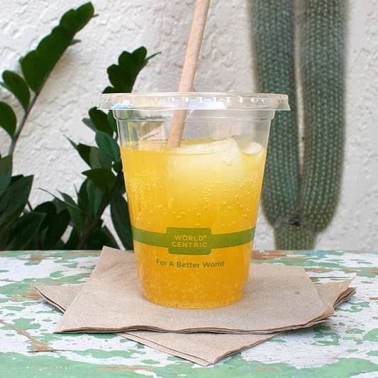 World Centric Compostable Cup Lids 9-24 oz - Made from Plants, Leak-Resistant - 200 Pack