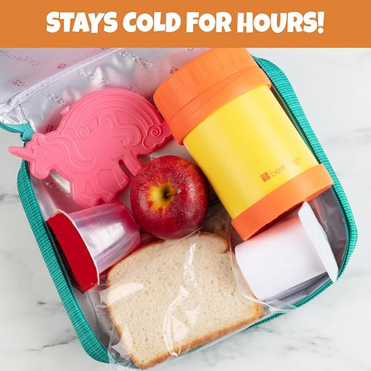 Unicorn Reusable Hard Ice Pack- Set of 3- Fits Easily Inside Kids Lunch Box, Bento, Insulated Cooler Bag- Long Lasting Slim, Space Saving- Cool Freezer Packs Keep Food Cold For Hours Back To School