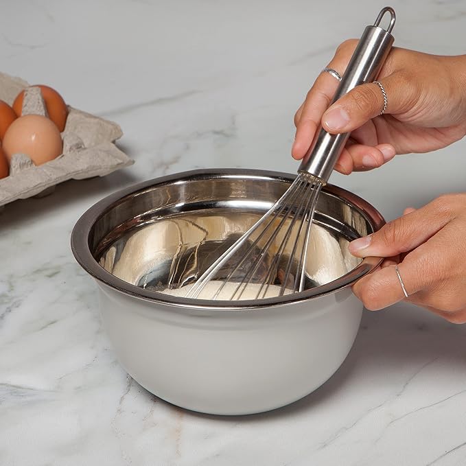 Now Designs Matte Coated Steel Mixing Bowls, Fog Gray, 5 qt, 3 qt, 1.5qt, Set of 3