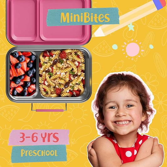 Stainless Steel Lunch Box for Kids, Leak Proof Bento Lunch Box BPA Free 304 Stainless Steel Bento Box Stainless Bento Box with Containers for School and Office(Pink)