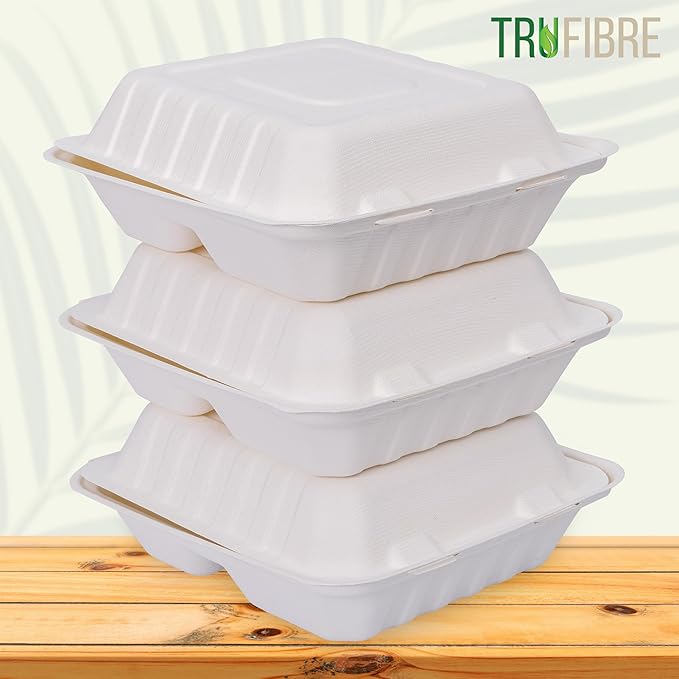 White Disposable Food Containers with Lids, To Go Clamshell, Take Out Boxes for Delivery, Cakes, Desserts, Party Favor, Events, 8x8 100 Pack