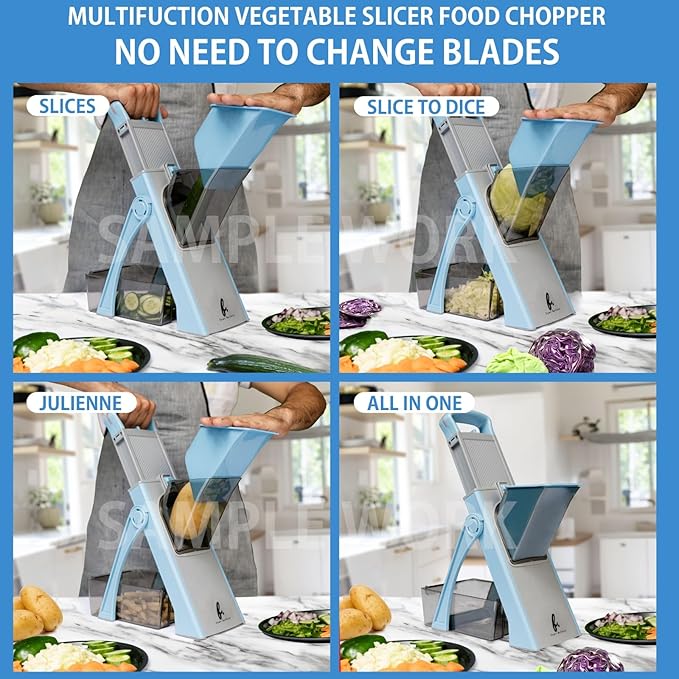 Vegetable cutter WITH GIFT, upgraded Multi-Function Mandoline adjustable and effortless, cheese grater paper shredder kitchen gadgets onion french fry and potato peeler efficient for home Chefs.