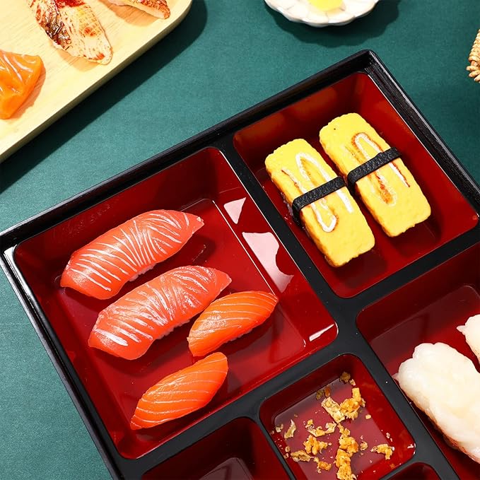 Cabilock Sushi Tray Japanese Odorless Lid Lunch Box for Meal Prep Reusable Sushi for School Office Travel Black