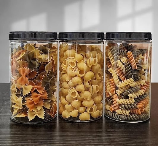 ljdeals 32 oz Clear Plastic Jars with Lids, Storage Containers, Wide Mouth PET Mason Jars, Pack of 6, BPA Free, Food Safe, Made in USA