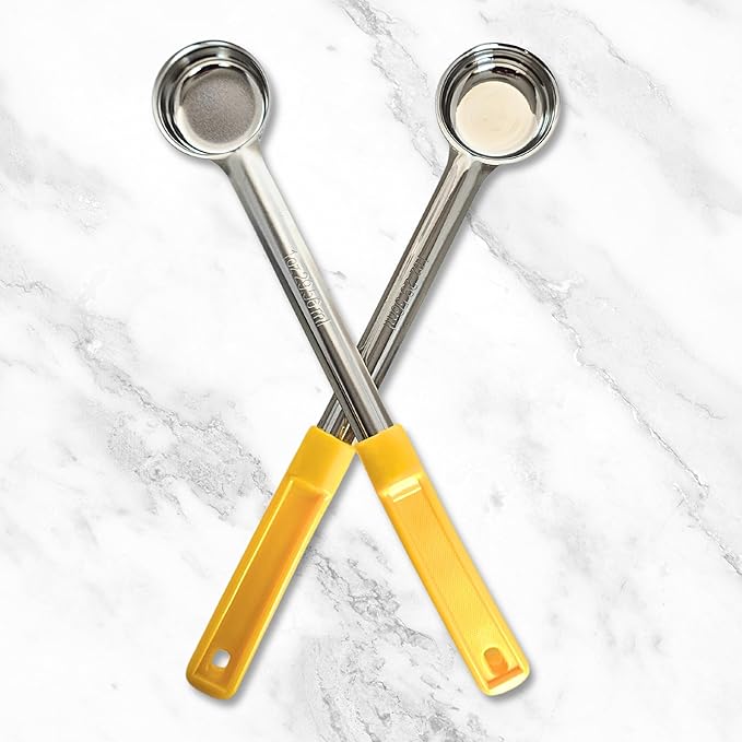1 Ounce Solid Stainless Steel Portion Control Ladle Spoon for Measuring and Serving; Commercial Grade Serving Scoops [Pack of 2]