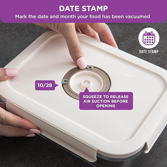 HOLDN’ STORAGE Vacuum Food Storage Containers, Set of 6 Glass Containers plus an Electronic Vacuum Pump – Keep Food Fresh Longer, BPA-Free Glass, Leak-Proof, Ideal for Meal Prep, Marinating.