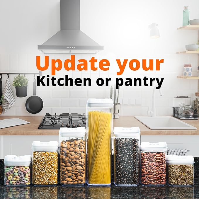 Cereal Containers Storage - 7 Pieces Airtight Food Storage Containers BPA Free Plastic Food Storage Containers with Lids Rice Container Includes Labels