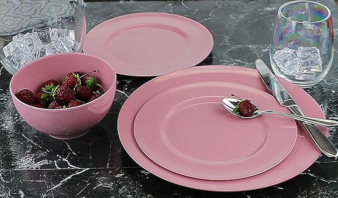 Calypso Basics 100% Melamine Cereal Bowls Set of 6,16 oz, BPA Free, Break-Resistant, Dishwasher Safe, Lightweight Plastic Bowls for Cereal, Soup, Ice Cream, Picnics, Pink by Reston Lloyd