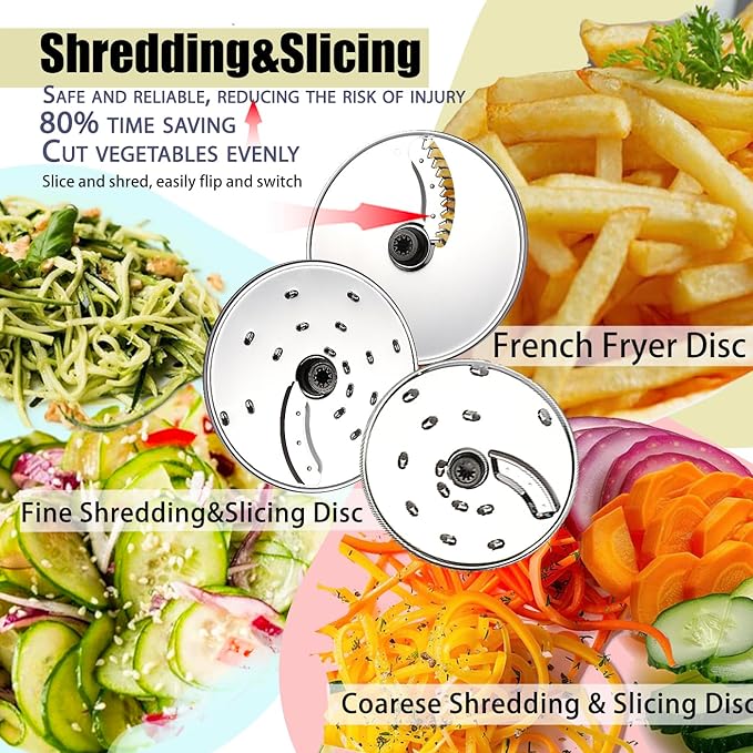 14 Cup Food Processor, French-Fry-Cutter, Blending, Mixing, Shredding, and Slicing, Meat and Vegetable Chopping, Doughing for Home Use, Mincing, and Pureeing,4 Speeds, Large Feed Chute,700W