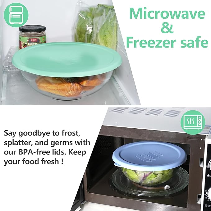 Silicone Lid for Pyrex Smart Essentials Prepware 326 4-Quart Rimmed Glass Mixing Bowl, Food Grade Silicone Cover, Dishwasher & Microwave Safe (Bowl not included) - 1 Pack