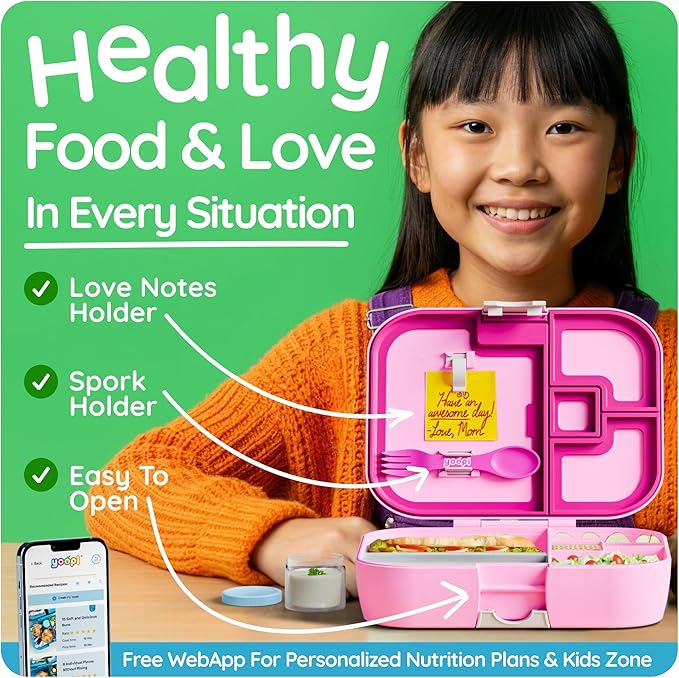 Digital kid lunch box box for kids provides ideal portion sizes. This durable lunchbox for girls is a lightweight, simple modern lunch box that is dishwasher-safe and BPA-free, best in Pink.