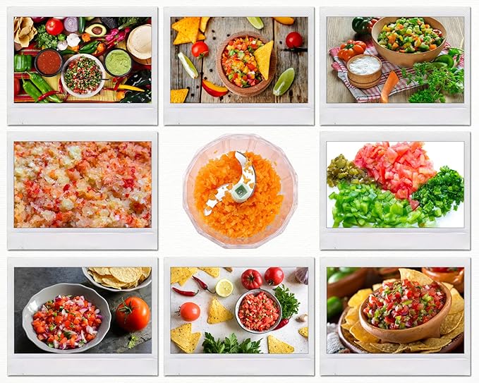Brieftons Express Manual Food Chopper: 2-Cup, Hand Chopper Vegetable Cutter to Chop Veggies, Fruits, Herbs, Garlic Onion Chopper for Salsa, Salad, Pesto, Hummus, Guacamole, Coleslaw, Indian Cooking