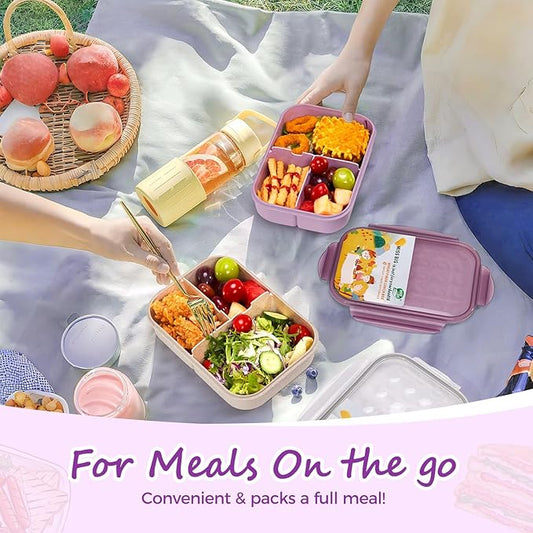 MISS BIG Lunch Box Kids,Ideal Leak Proof Lunch Containers, Mom’s Choice No BPAs and No Chemical Dyes Bento Box for Kids,Microwave and Dishwasher Safe Lunch Box (Purple M)
