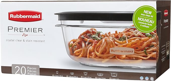 Rubbermaid Premier Easy Find Lids Meal Prep and Food Storage Containers, Set of 10 (20 Pieces Total), Grey |BPA-Free & Stain Resistant