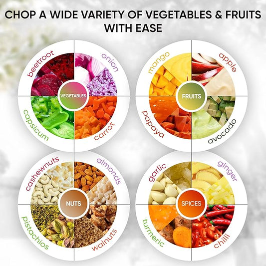 Brieftons Express Manual Food Chopper: 2-Cup, Hand Chopper Vegetable Cutter to Chop Veggies, Fruits, Herbs, Garlic Onion Chopper for Salsa, Salad, Pesto, Hummus, Guacamole, Coleslaw, Indian Cooking