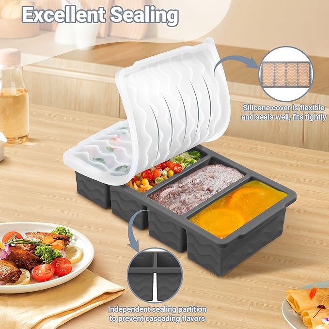 Silicone Freezer Tray for Soup with Lid – 1-Cup Soup Container Style Ice Cube Trays for Freezer, Meal Prep & Food Storage, Freeze 250mL/125mL Portions – 2 Pack