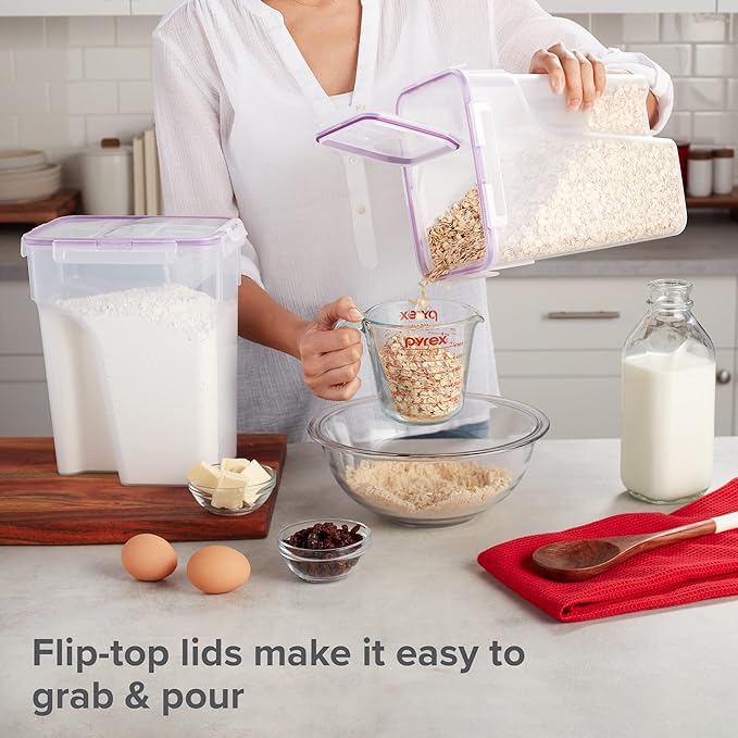 Snapware Airtight 2-Pack (22.8 Cup) Cereal Dispenser Storage Containers, Flip-Top Lid BPA Free, Plastic Containers For Cereal, Rice, Snack, Dry Food and Pantry Organization