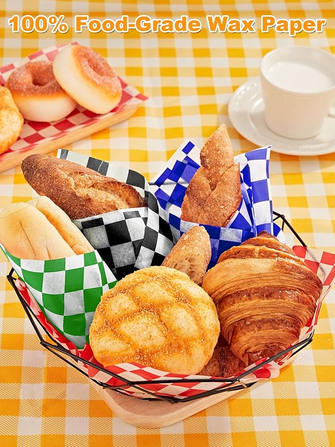 SMARTAKE 12 x 12 Inches Wax Paper for Food, 500 Pcs Non-Stick Hamburger Patty Paper, Square Sandwich Separators Wrapping Paper, for Lunch, Restaurants, Barbecues, Picnics, Parties, 5 Colors