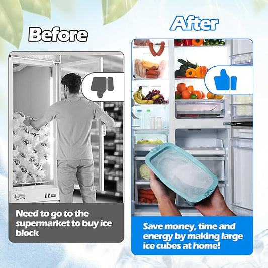 XANGNIER Extra Large Ice Block Mold,2 Pack 4.7lbs Ice Cubes for Cold Plunge or Coolers,Reusable Silicone Ice Molds for Ice Bath Chiller,Big Ice Tray