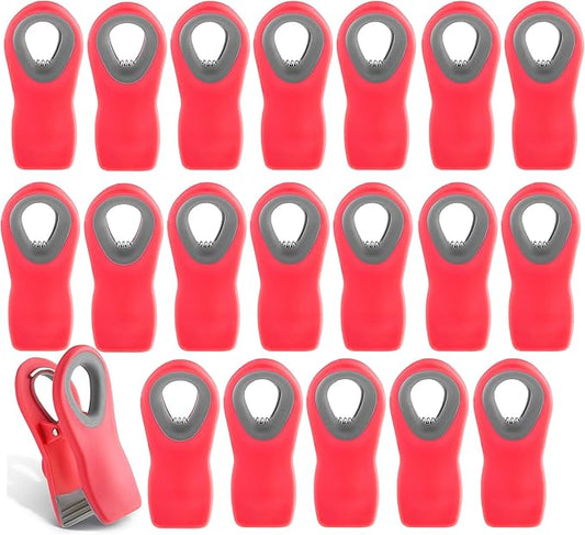 COOK WITH COLOR Bag Clips with Magnet- Food Clips, Chip Clips, Bag Clips for Food Storage with Airtight Seal Grip for Bread Bags, Snack Bags and Food Bags (Red, Pack of 20)