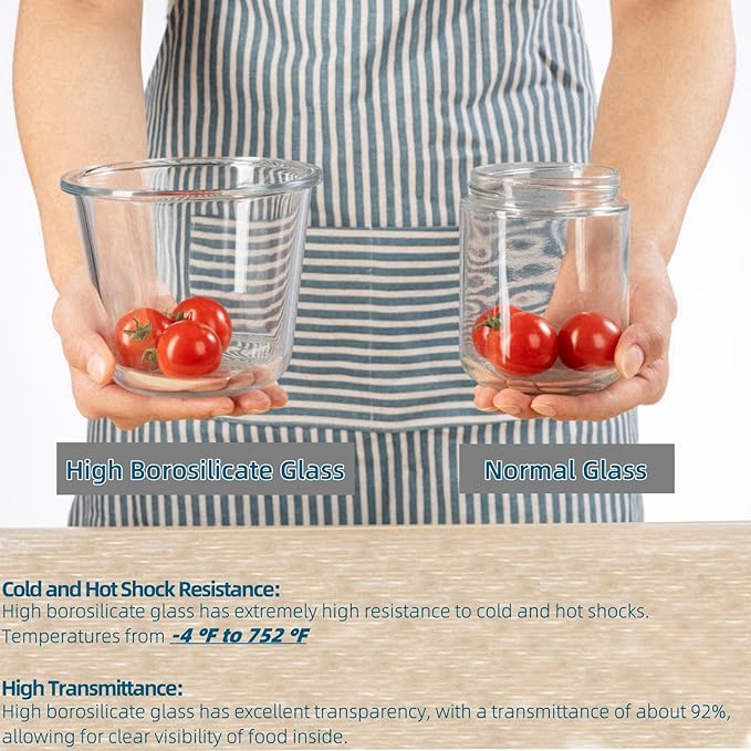 Qxbekmor Glass Soup Container with Airtight Lids, 4 Cup Square Glass Storage Containers, Meal Prep Container for Soup, Leftover, Overnight Oats, Oven, Microwave & Dishwasher Safe (4 Pack)