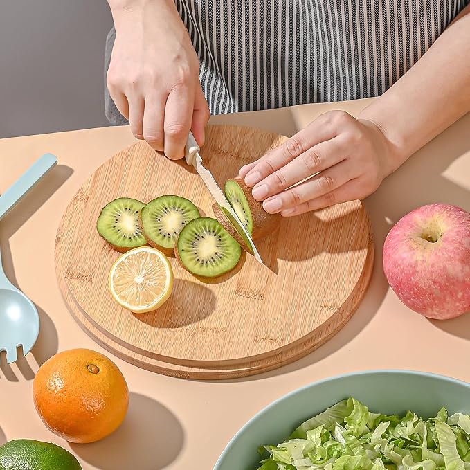 Bamboo Fiber Salad Bowl with Servers Set Large 9.8inches Nature Bamboo Mixing Bowl with Servers with Lid Spoon and Fork for Fruits,Salads and Vegetables