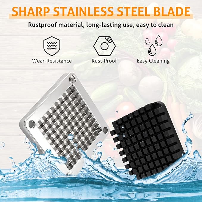 WICHEMI Replacement Chopper Blade 3/8" Blade Commercial Vegetable Chopper Stainless Steel Onion Chopper Dicer Blades and Pusher Block for Tomato Dicer French Fry Cutter