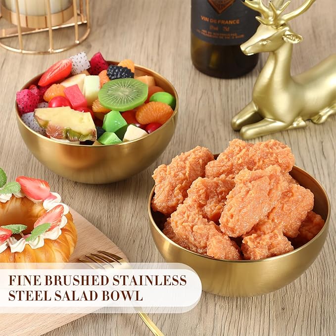Nuogo 20 Pcs Stainless Steel Gold Mixing Bowls 30 oz Gold Esthetician Bowls for Wedding Party Facial Cereal Fruit Snack Rice Noddle Appetizer Salad Serving Cooking Baking Prepping