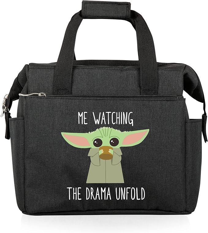 PICNIC TIME Star Wars Mandalorian Grogu On The Go Lunch Bag, Soft Cooler Lunch Box, Insulated Lunch Bag, (Black)
