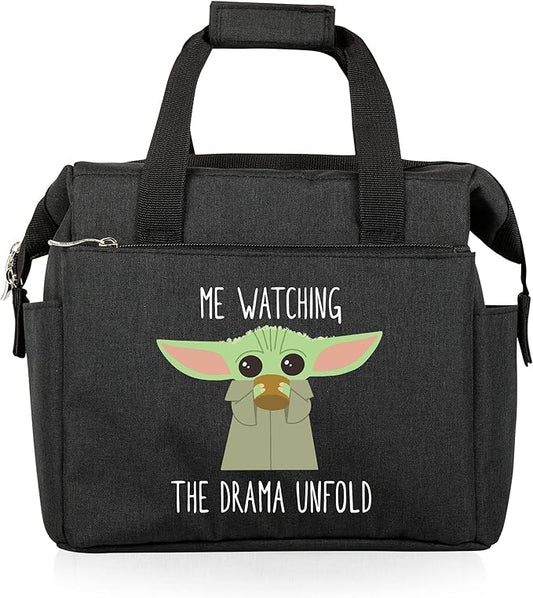 PICNIC TIME Star Wars Mandalorian Grogu On The Go Lunch Bag, Soft Cooler Lunch Box, Insulated Lunch Bag, (Black)